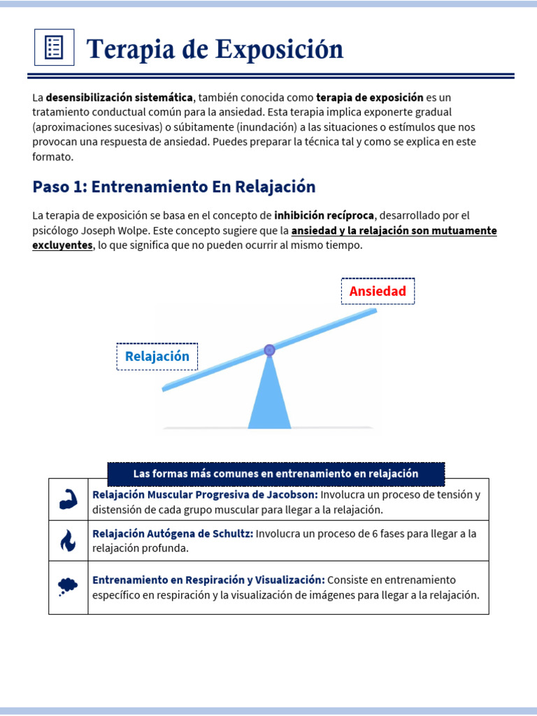 Terapia de Exposición Gradual para Ansiedad | PDF