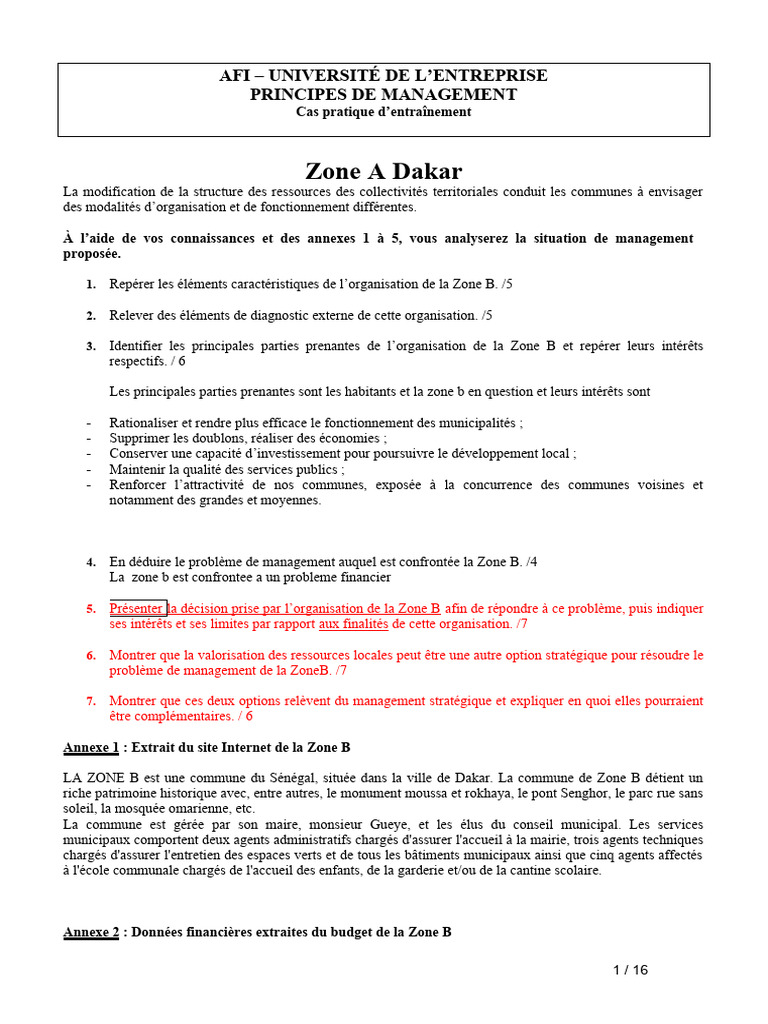 Management stratégique de la Zone B | PDF