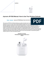 JR t03s True Wireless Earbuds Manual