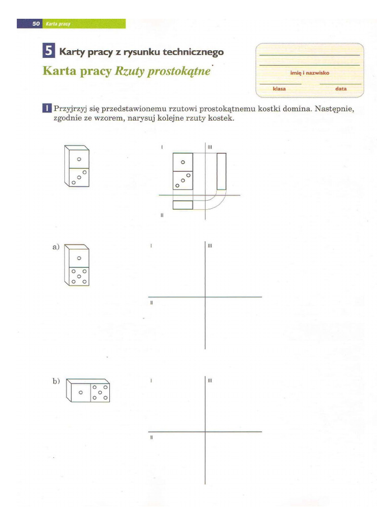 Elementy Rysunku Technicznego Klasa 5 Rysunek Techniczny - Karty Pracy | PDF