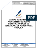 Manual de Normas y Procedimientos de Los Bienes Nacionales de Venezolana de Alimentos La Casa, S.A