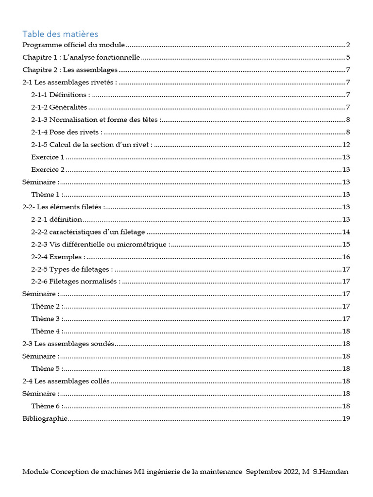 Conception de machines : module M1 | PDF | Vis de fixation | Rivet