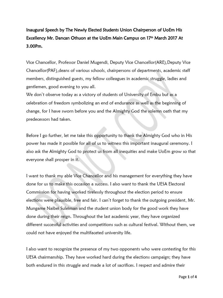 Inauguaration Speech | PDF