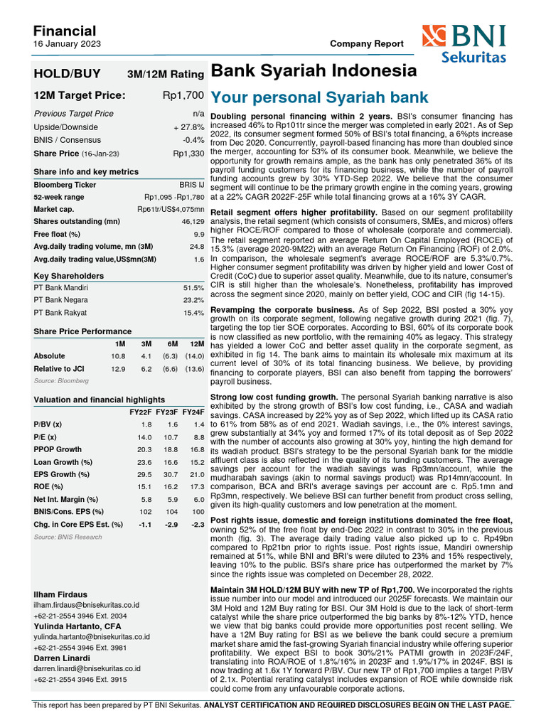 Bni Bris 20230116 Your Personal Syariah Bank | PDF