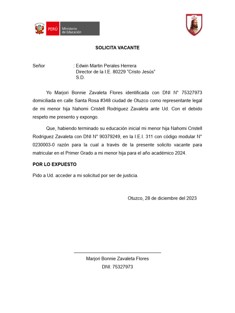 Solicito Vacante | PDF