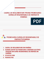 Cadrul de Reglementare Privind Promovarea Surselor Regenerabile de Energie În România