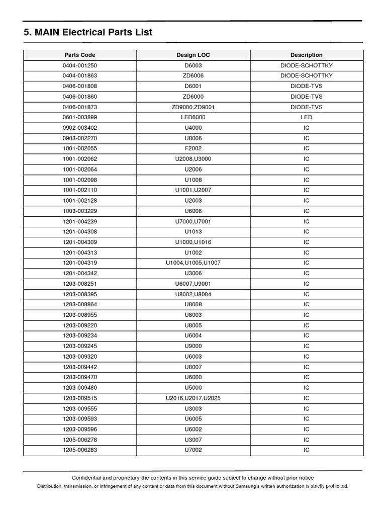 Electrical Part List | PDF