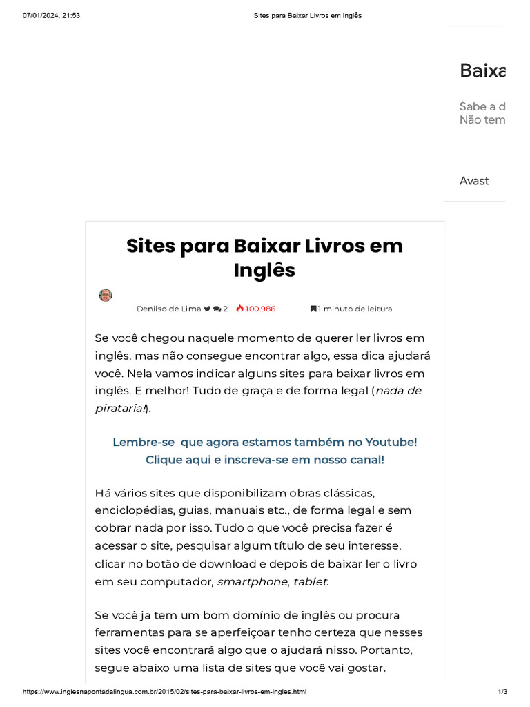Sites Para Baixar Livros Em Inglês Pdf