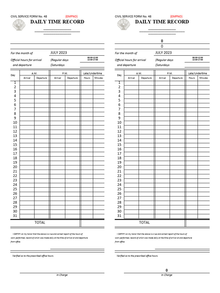 Civil service form no 48 template pdf
