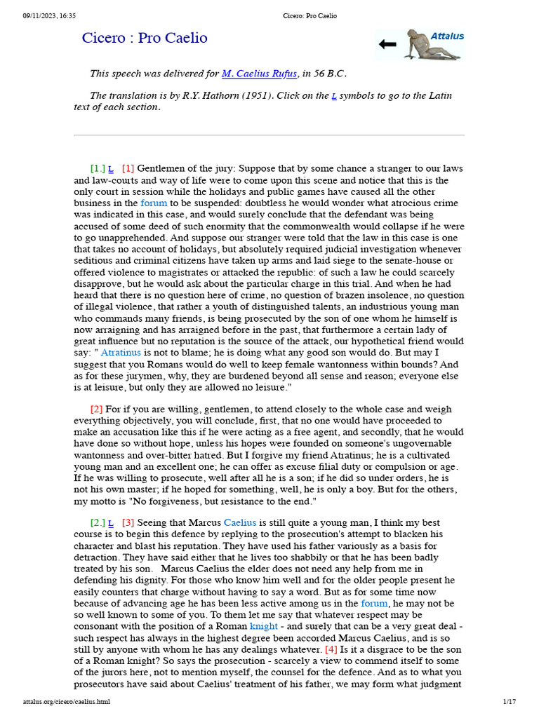 Cicero's Defense of Caelius Rufus | PDF
