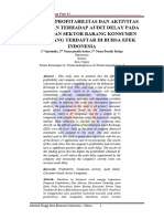 Pengaruh Profitabilitas Dan Aktivitas Perusahaan Terhadap Audit Delay Pada Perusahaan Sektor Barang Konsumen Primer Yang Terdaftar Di Bursa Efek Indonesia