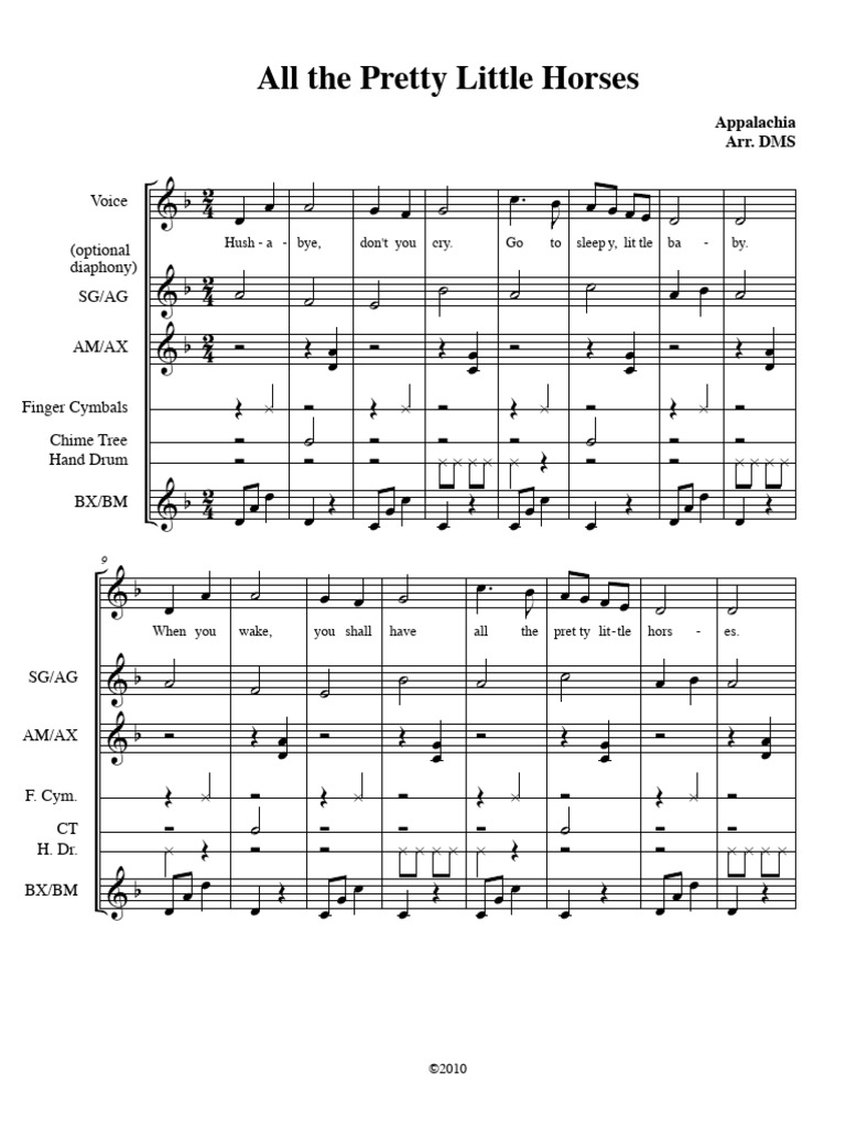All The Pretty Little Horses Orff PDF