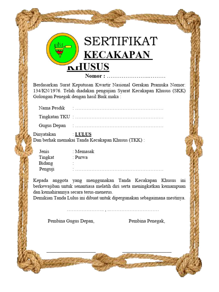 Sertifikat TKK Fixs Bangettt | PDF