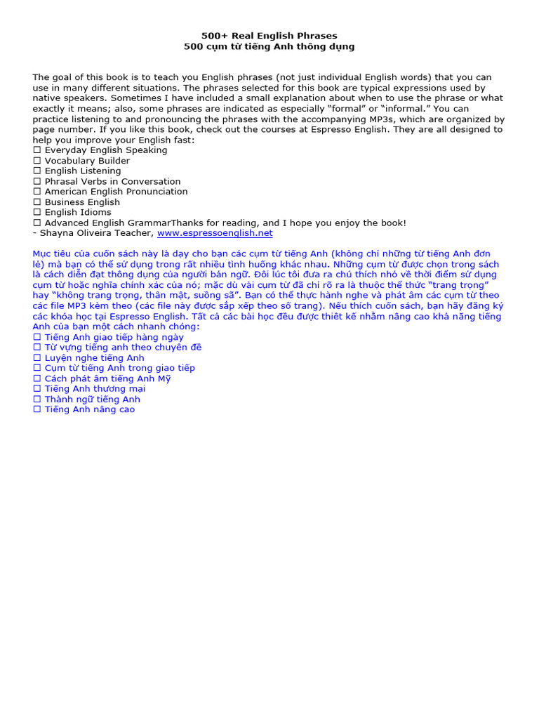 500+ Real English Phrases (Anh-Viet) | PDF