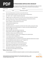 Auditory Processing Difficulties Observation Checklist - 1