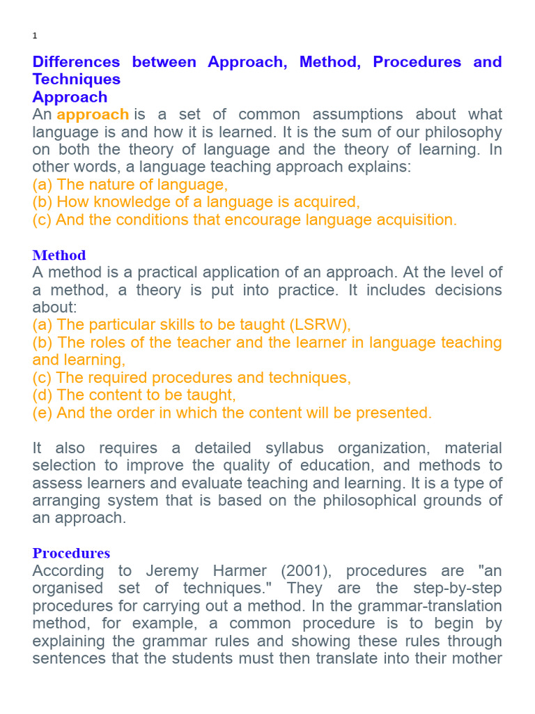 Differences between approach pdf language education learning