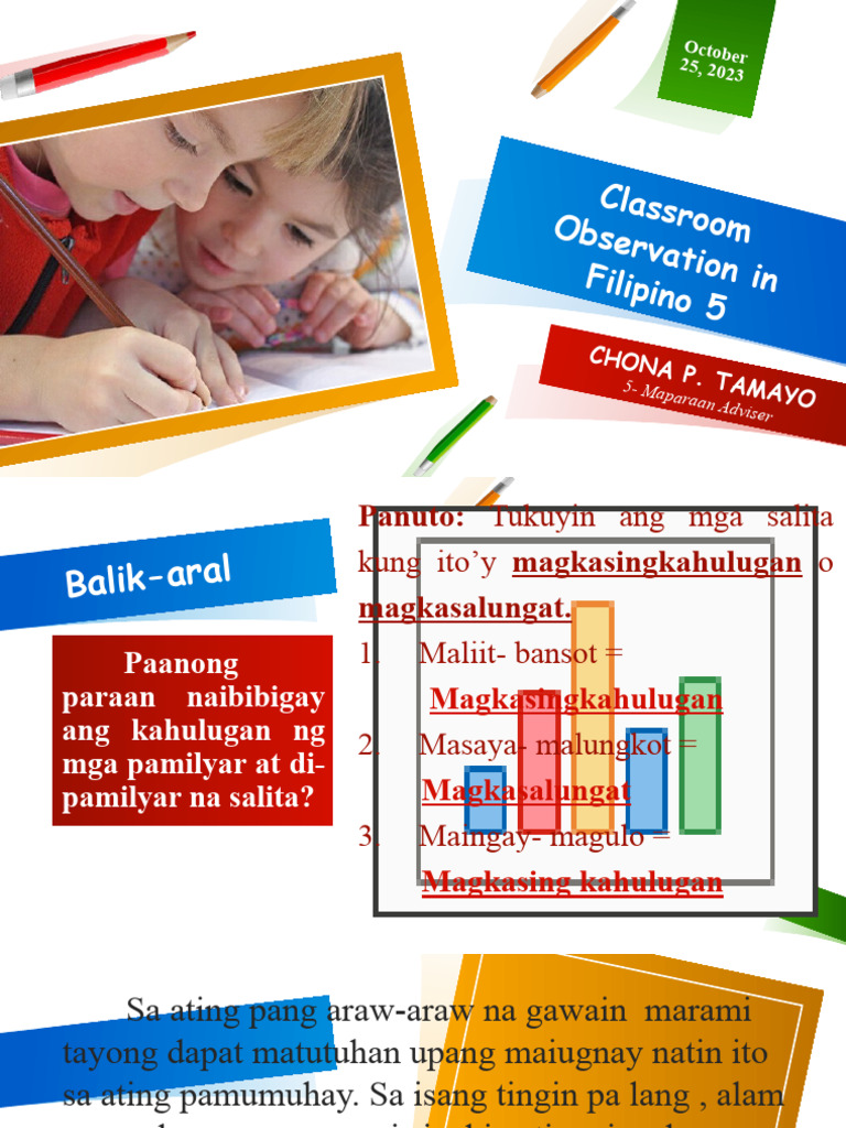 Classroom Observation in Filipino 5 | PDF