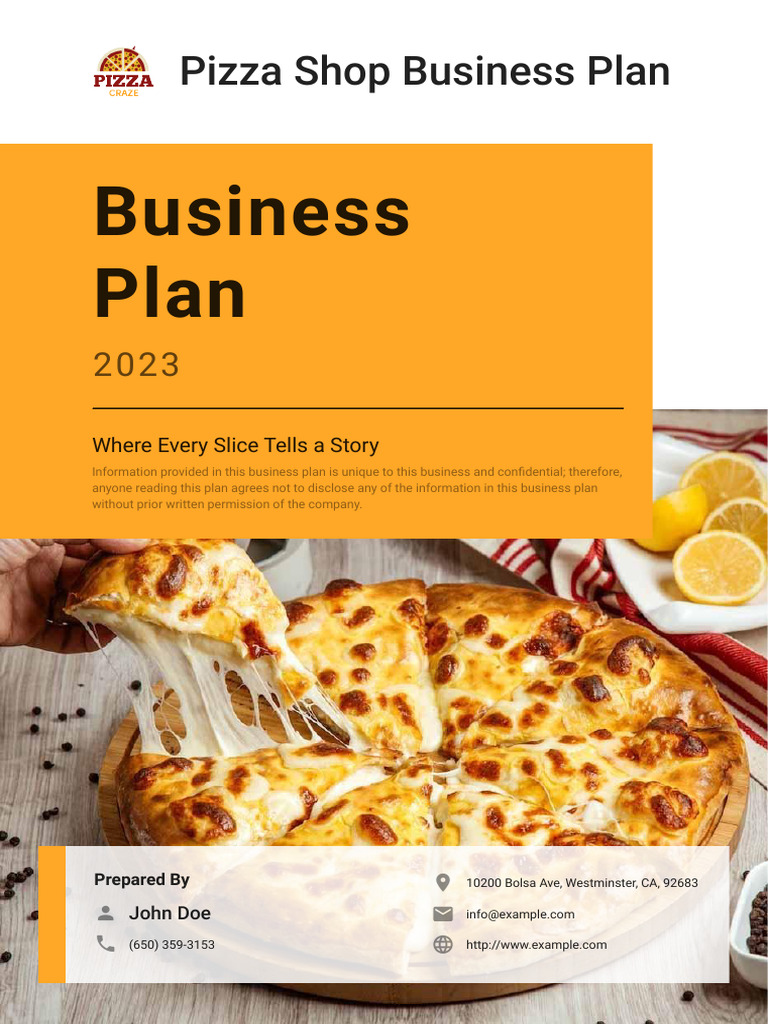 Pizza Shop Business Plan Overview PDF