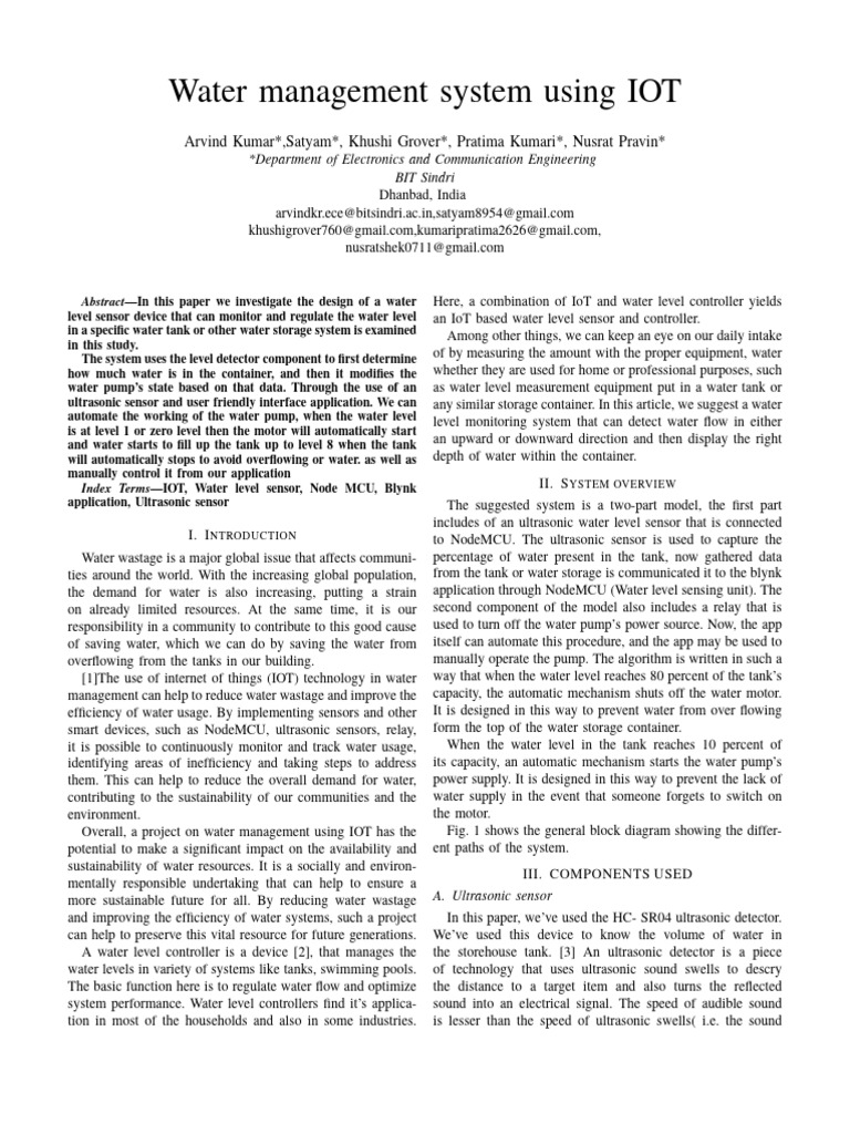 IoT-Based Water Level Management System | PDF