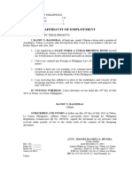 Affidavit of Employment - Balderas