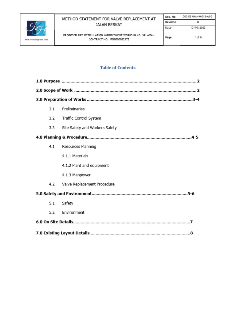 Valve Replacement Method at Jalan Berkat | PDF | Technology & Engineering