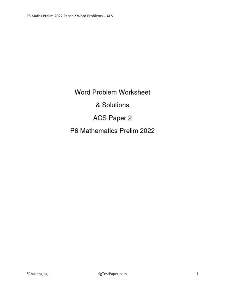 P6 Maths SA2 2022 Worked Solutions ACSJ | PDF