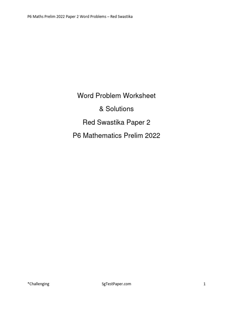 P6 Maths Prelim 2022 Word Problems | PDF | Area | Classical Geometry