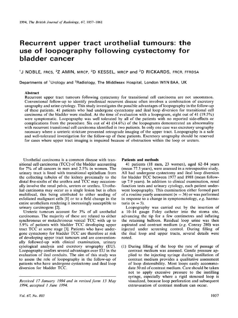 Loopography for Urothelial Tumor Follow-Up | PDF
