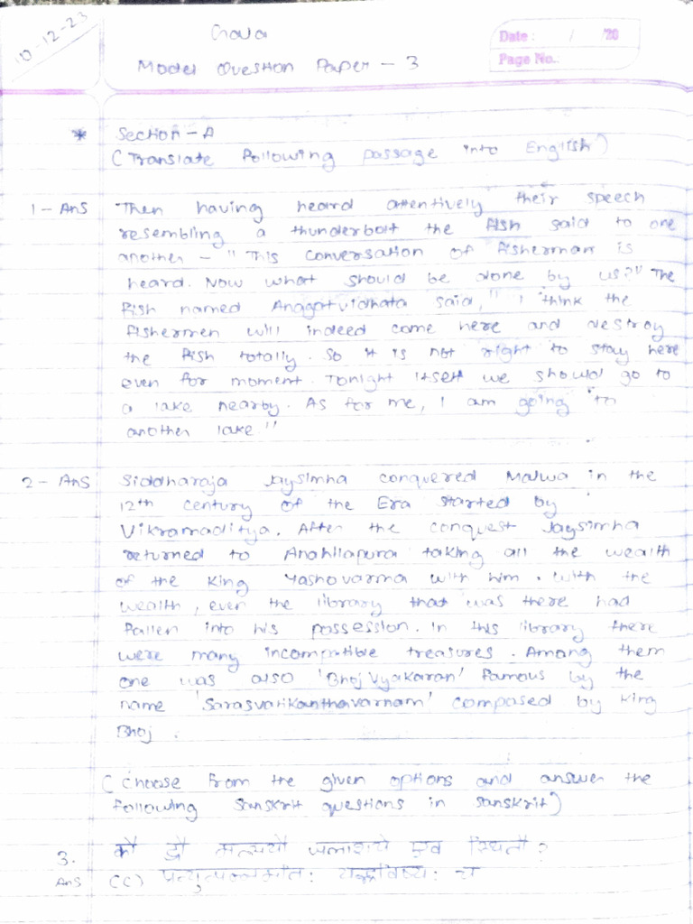 Sanskrit Paper - 3 | PDF