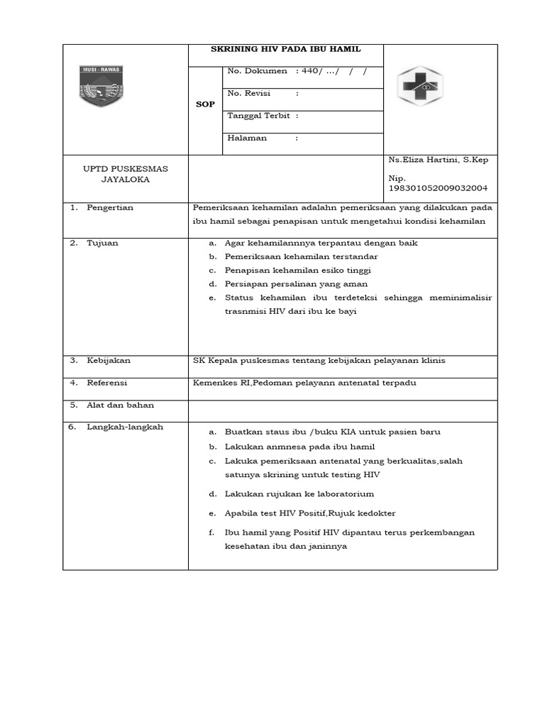 SOP HIV Pada Ibu Hamil 2022 | PDF
