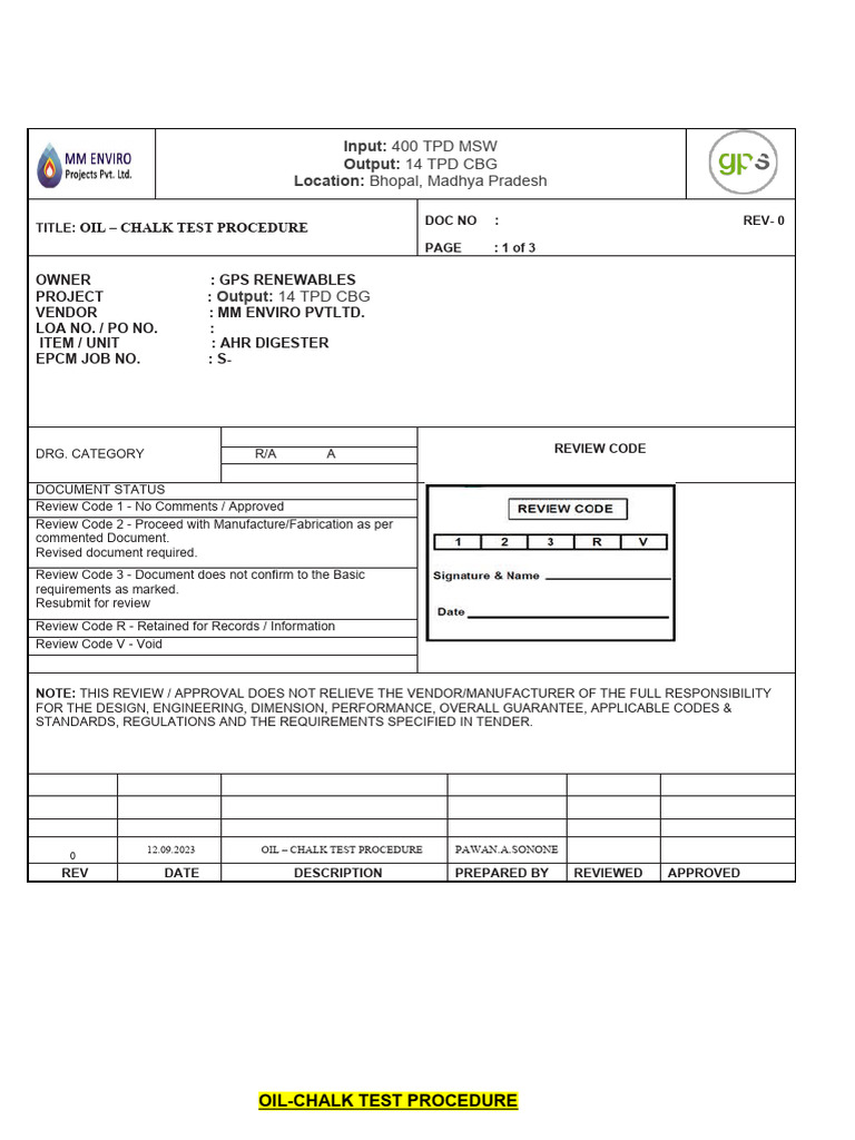 OilChalk Test Procedure PDF
