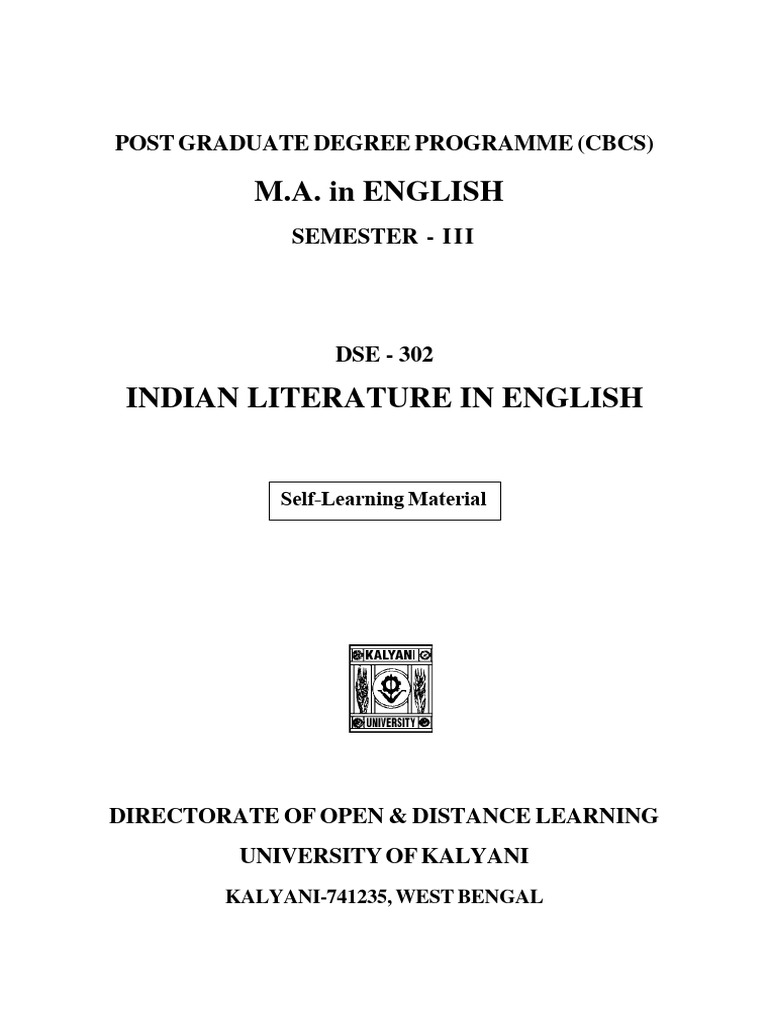 DSE 302 Indian English Literature PDF