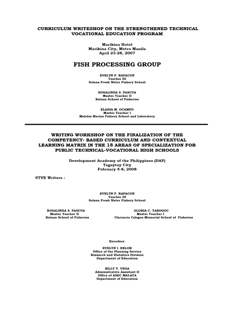 Competency-Based Curriculum for Fishery | PDF