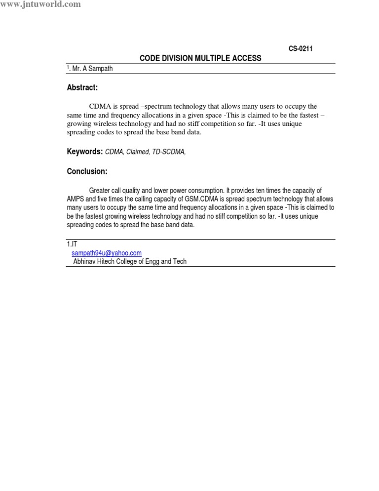Code Division Multiple Access | PDF