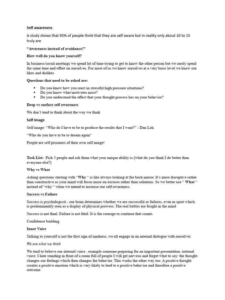 Self Awareness | PDF | Career & Growth | Self-Improvement
