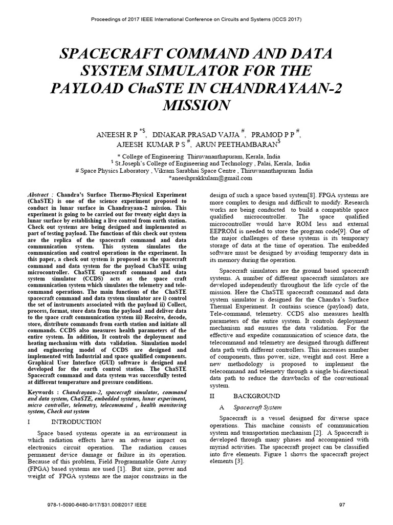 Spacecraft Command and Data System Simulator For The Payload Cha 2017 | PDF