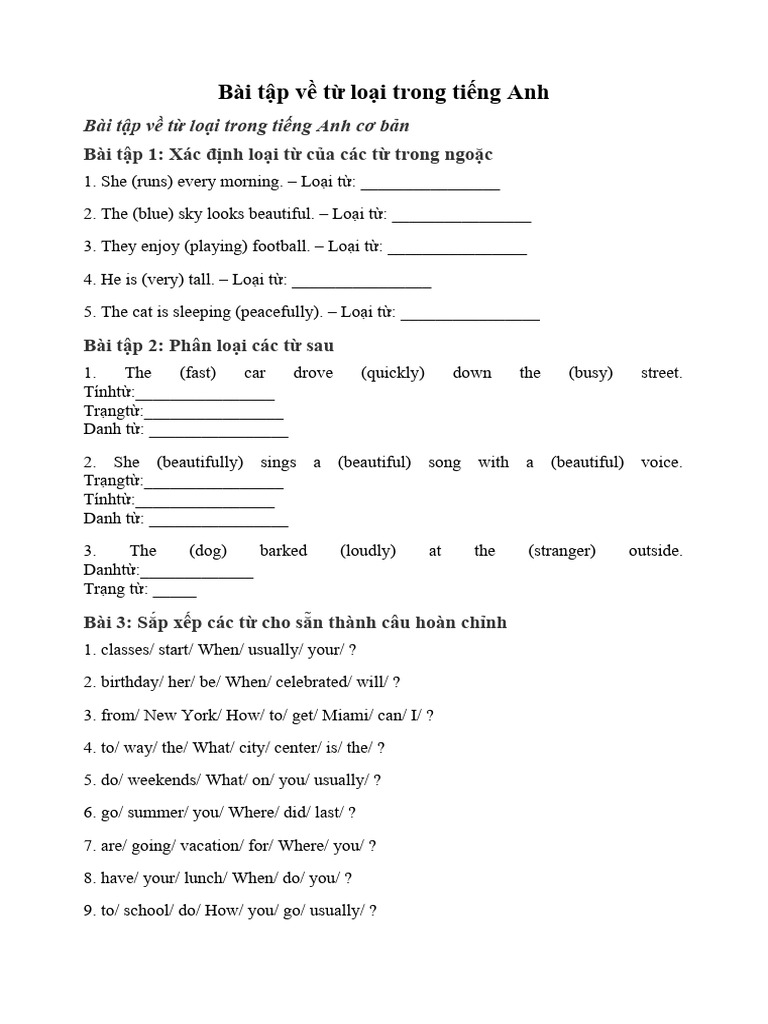 BÀI TẬP WORD FORM LỚP 9 THI VÀO 10
