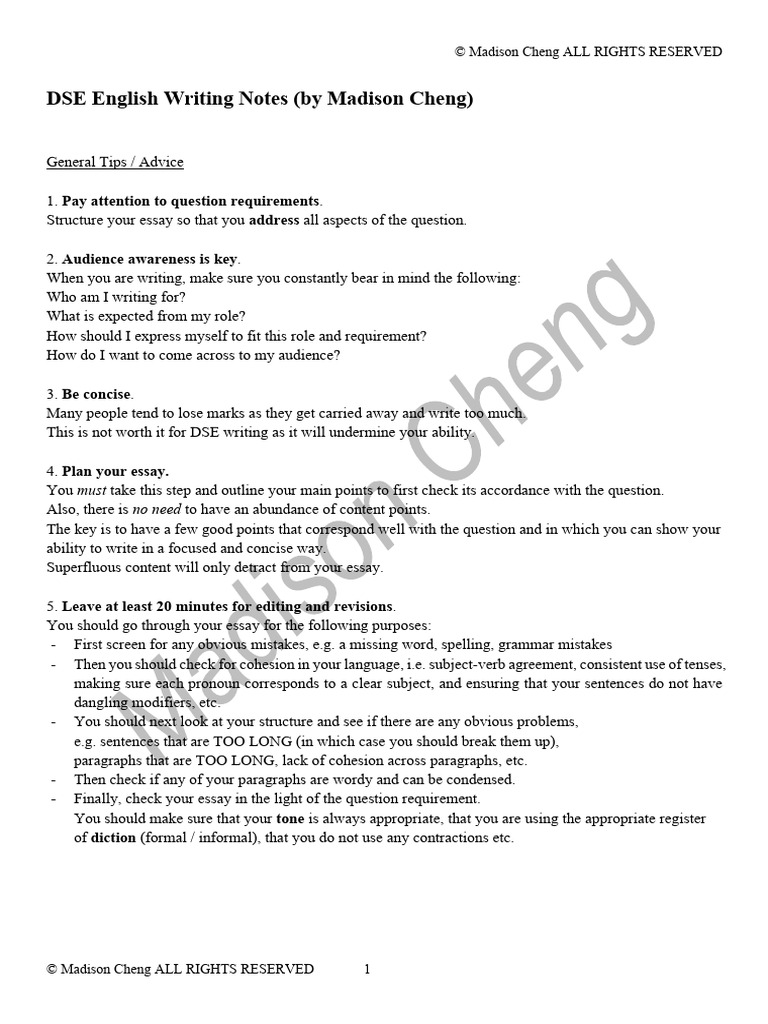 Dse Eng P2 Notes Pdf