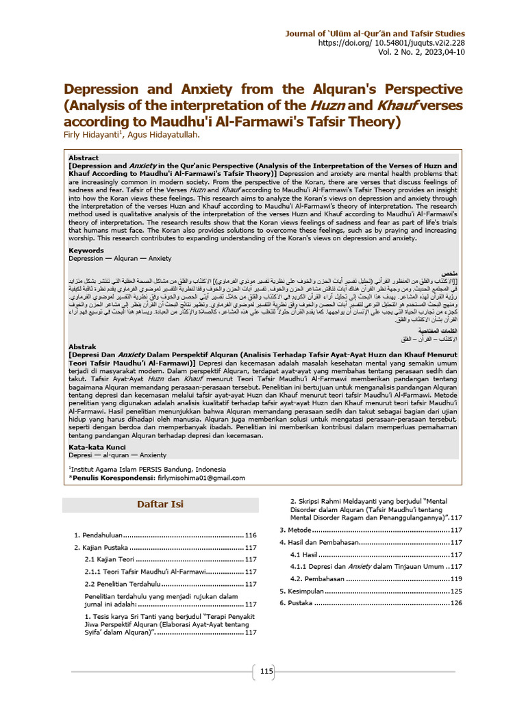 Depression+and+Anxiety+From+the+Alquran's+Perspective+ (Analysis+of+the ...