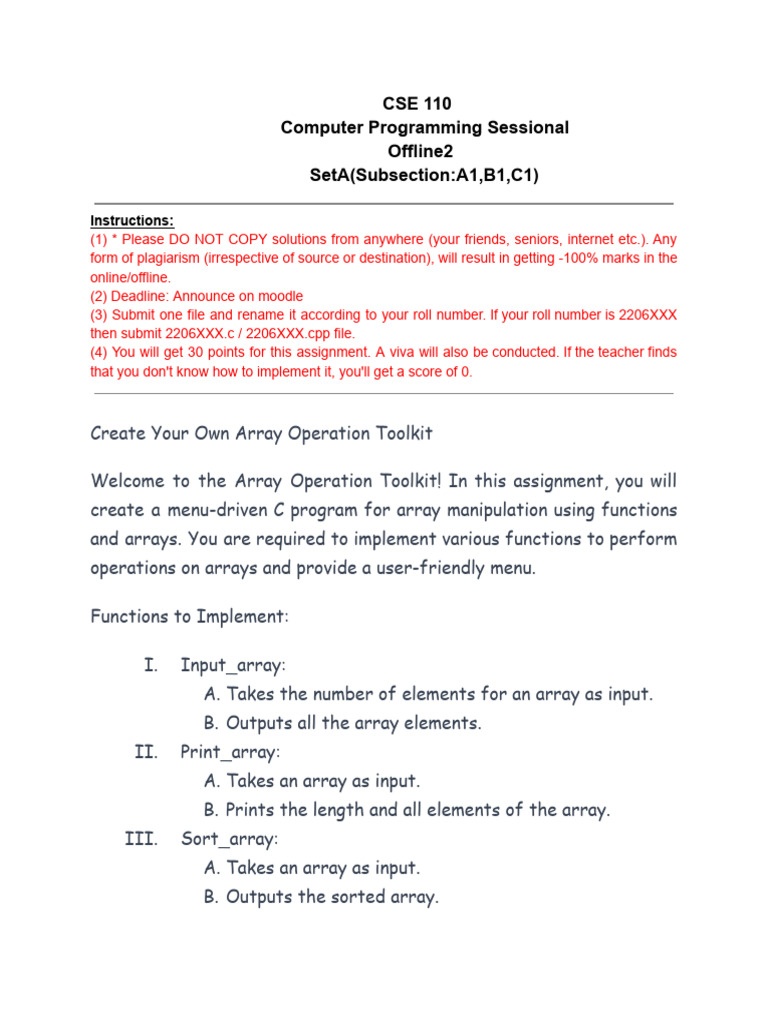 Cse110 Offline 2 SetA | PDF