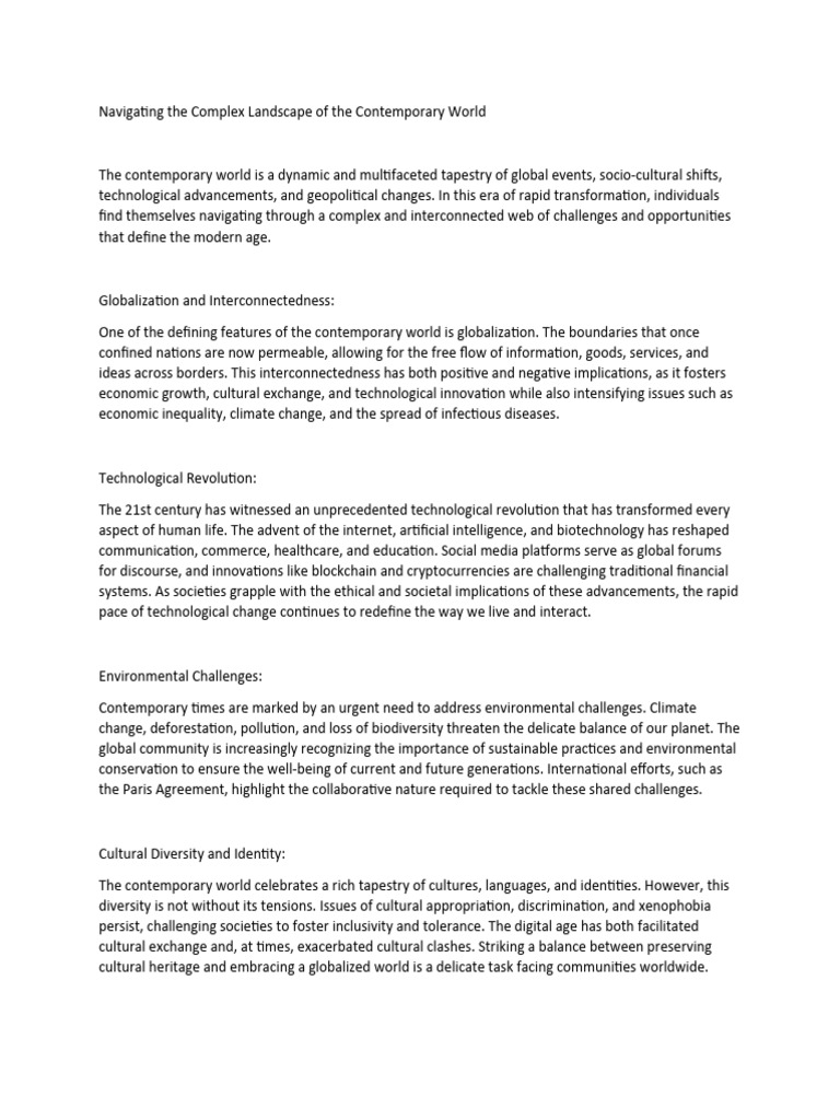 Navigating The Complex Landscape of The Contemporary World | PDF ...