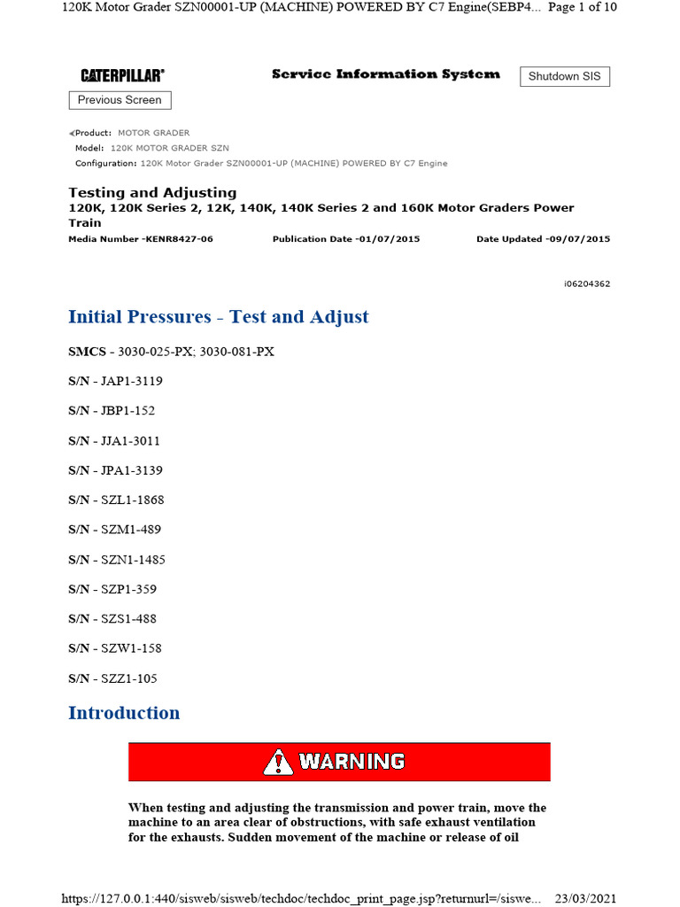 120K Pressure Chart | PDF
