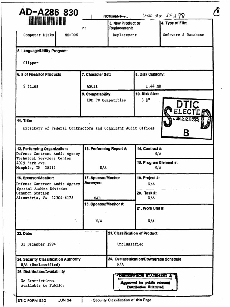 Dtic Ada286830 | PDF