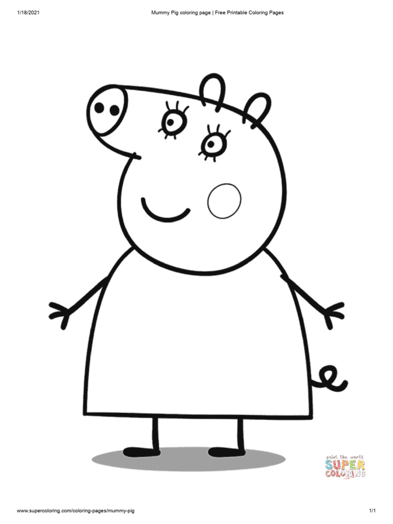 Mummy Pig Coloring Page - Free Printable Coloring Pages | PDF