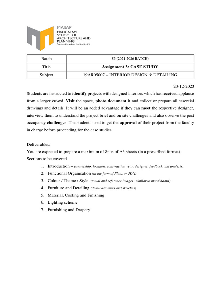 Interior Design Case Study Assignment | PDF