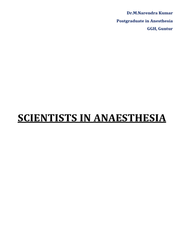Scientists Anesthesia Pdf Medicine Health Care