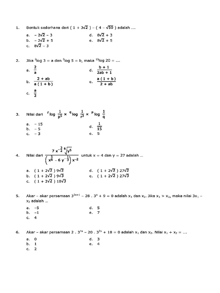 Soal Bimbel Eksponen Dan Logaritma Pdf