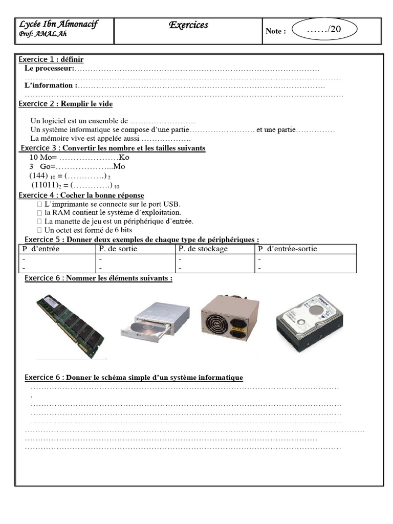Exercices d'informatique pour débutants | PDF