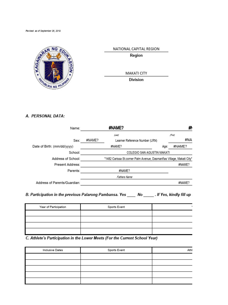 DepEd Athlete Requirements Updated | PDF