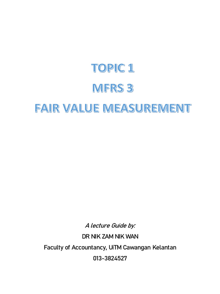 MFRS 13: Fair Value Measurement Guide | PDF | Fair Value | Valuation ...
